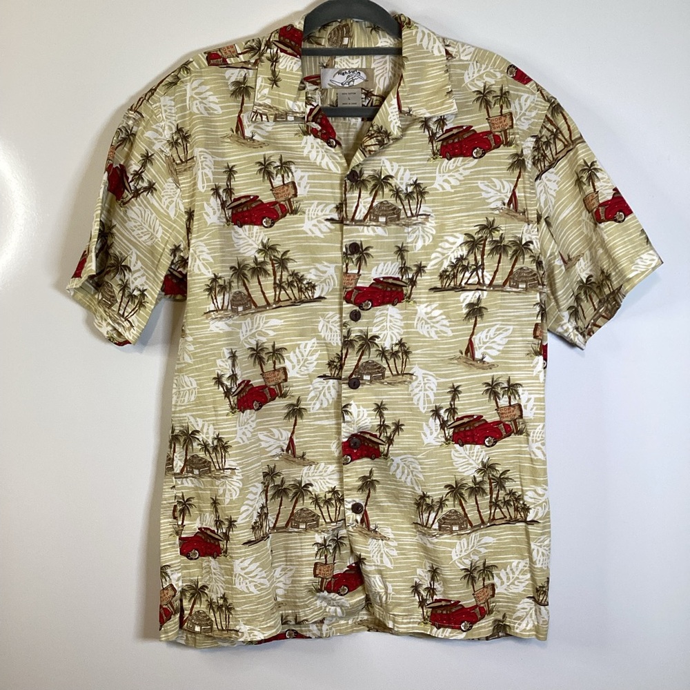 High Surf Hawaiian Tropical Print Button Down Shirt Sz L